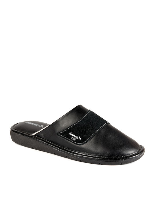 Men's Leather Slippers Black