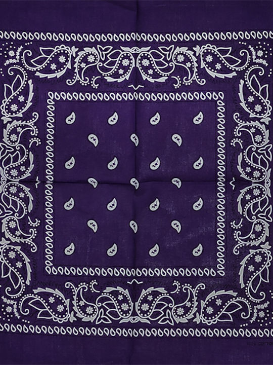 Unisex Bandana Scarf - Cotton - Vintage Design - Purple