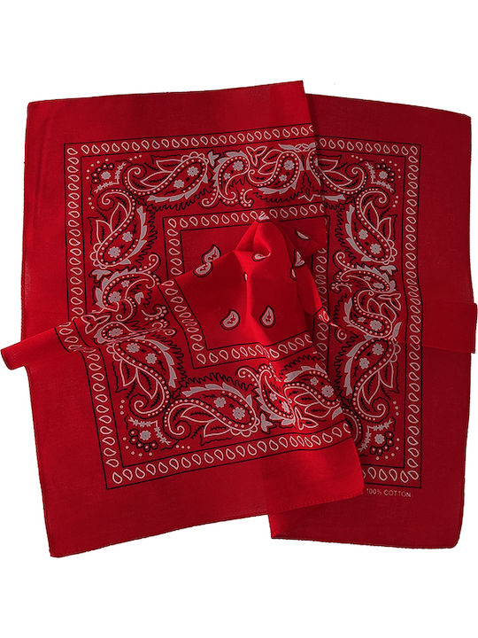 Unisex Bandana Scarf - Cotton - Bandana - Vintage Design - Red