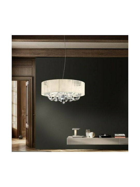 Sikrea Damasco Pendant Chandelier for 8 Bulbs E14, E.14 Beige