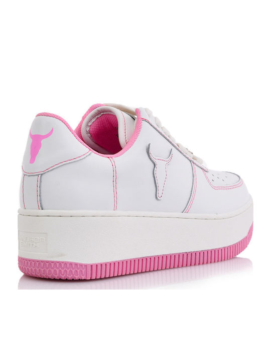Rebound Damen Flatforms Sneakers White Pink