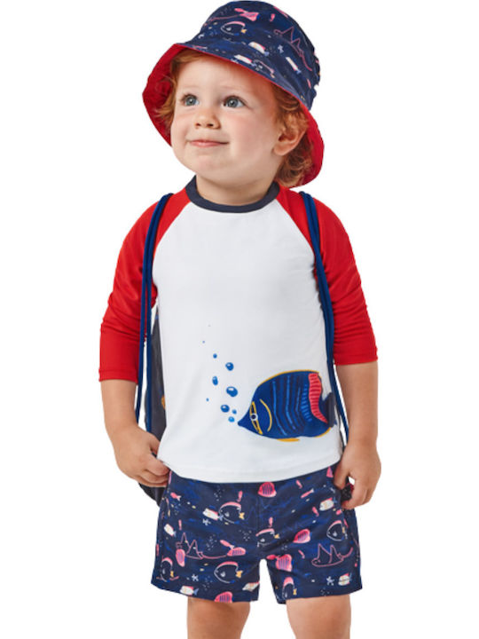 Mayoral Kids Swimwear Swim Shorts with Hat Navy Blue