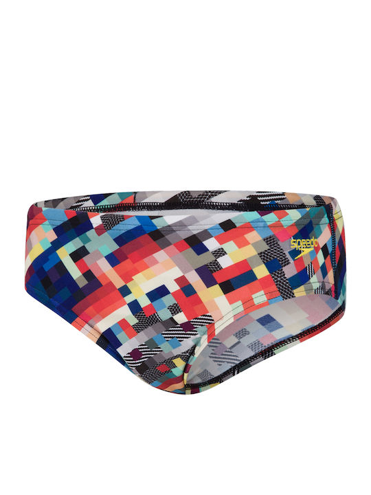 Speedo Kids Swim Briefs Glitch Code Digital Brief Multicolour