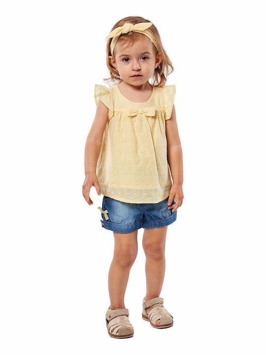 Εβίτα Kids Set with Shorts Summer 3pcs Yellow