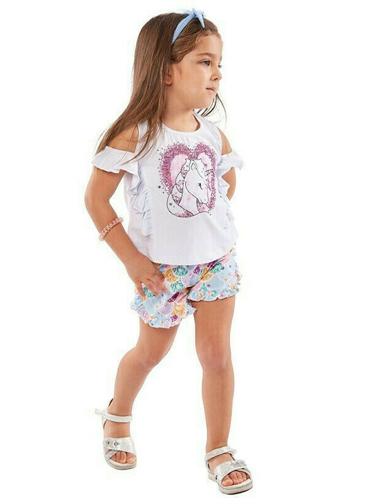 Εβίτα Kinder Set mit Shorts Sommer 3Stück Weiß