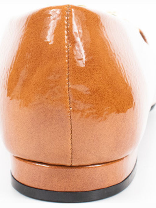Patent Leather Pointy Ballerinas Tabac Brown