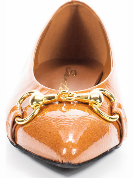 Patent Leather Pointy Ballerinas Tabac Brown