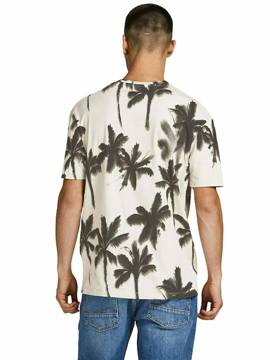 Jack & Jones Ανδρικό T-shirt Μπεζ Floral