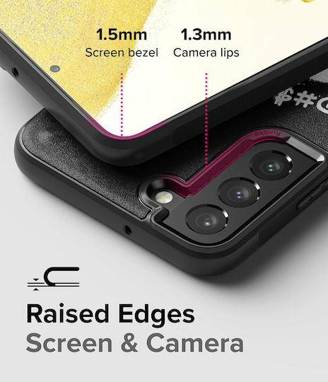 Ringke Onyx Design Back Cover Σιλικόνης με Λουράκι Σετ με Τζαμάκι Graffiti Μαύρο (Galaxy S22+ 5G)