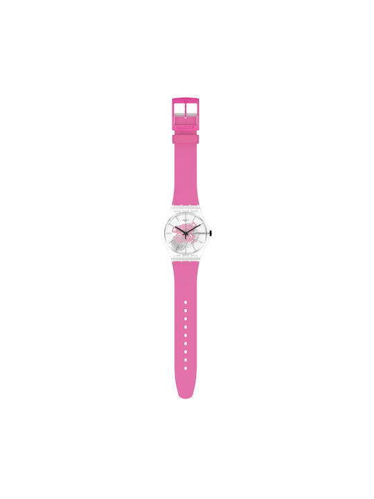 Swatch Daze Uhr Batterie mit Rosa Kautschukarmband