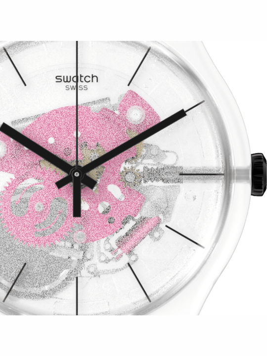 Swatch Daze Men's Watch 41mm Battery with Pink Rubber Strap