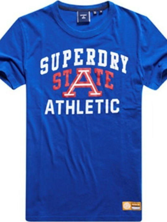 Superdry Track & Field Graphic Herren T-Shirt Kurzarm Blau