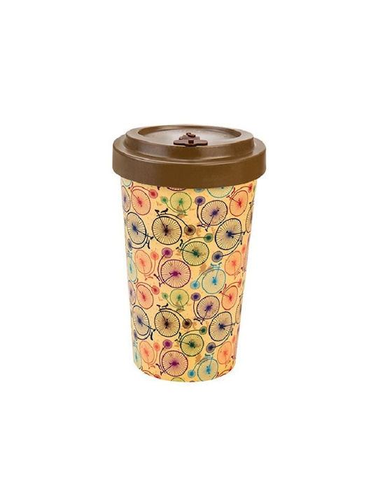 Woodway Bicycles Becher Bamboo mit Deckel Mehrfarbig 500ml