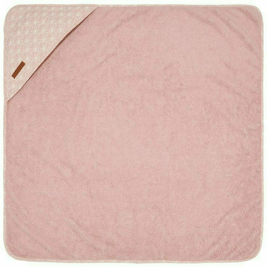Little Dutch Hooded Baby Bath Towel Lilly Leaves Pink