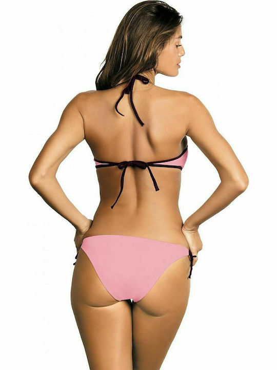 Marko Bikini Set Triangle Top & Slip Bottom with Laces Light Pink