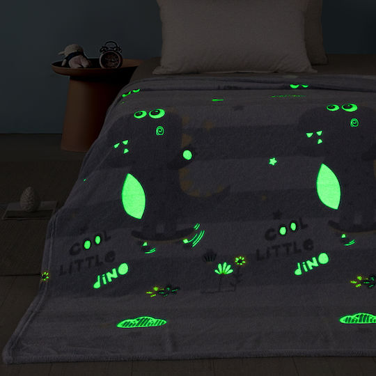 Adam Home Pătură Fleece Dino Fluorescentă Gri 160x220 cm