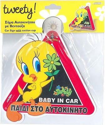 Auto Gs Σήμα Baby on Board με Βεντούζα Tweety Κόκκινο