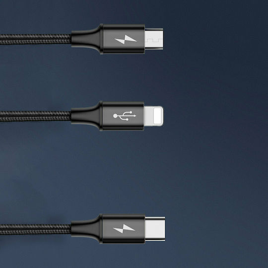 Baseus Rapid Series 3-in-1 Braided USB to Lightning / Type-C / micro USB 1.2m 3.5A Cable (CAJS000001)