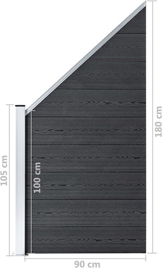 vidaXL Fence Panel Grey 90 x (100 - 180) cm from WPC Fence Panel from WPC in Gray Color 90cm x 1.8m