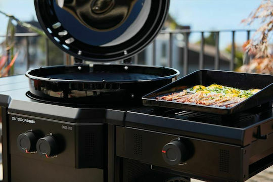 Outdoorchef Plancha Universal Baking Plate Double Sided with Cast Iron Flat Surface 38.4x32x11cm