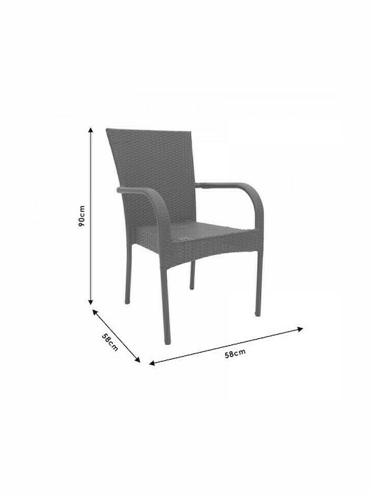Πολυθρόνα Εξωτερικού Χώρου Rattan Laura Φυσικό 58x58x90εκ.