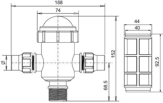 Palaplast 3476/1123 Φίλτρο Γραμμής Ταφ Μικρό (Σίτας) 16mmx1″x16mm Mesh 120 Μαύρο
