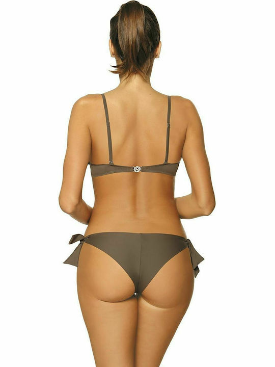 Marko Bikini Set Bra & Brazil Bottom with Laces Meredith with Detachable & Adjustable Straps Mokka