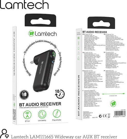 Lamtech 5.0 Receiver Sound System Bluetooth Car Kit (AUX / USB Charging port)
