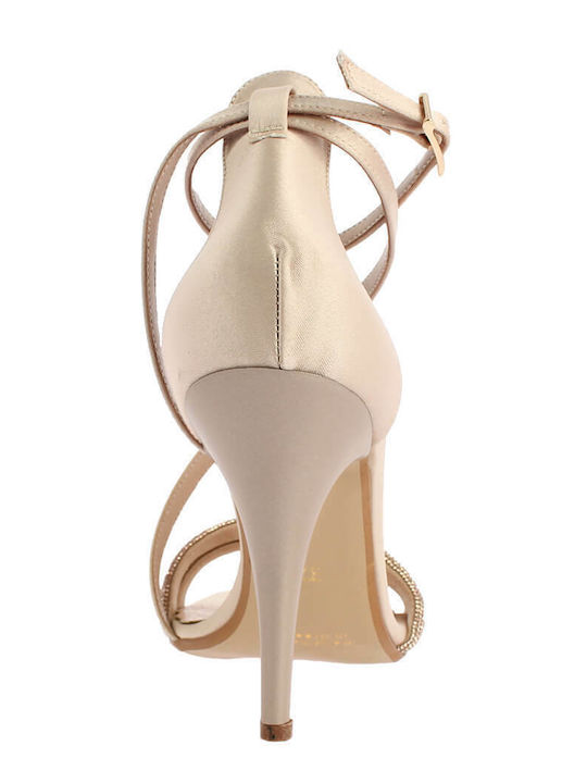 Fabric Sandals with Strass Nude