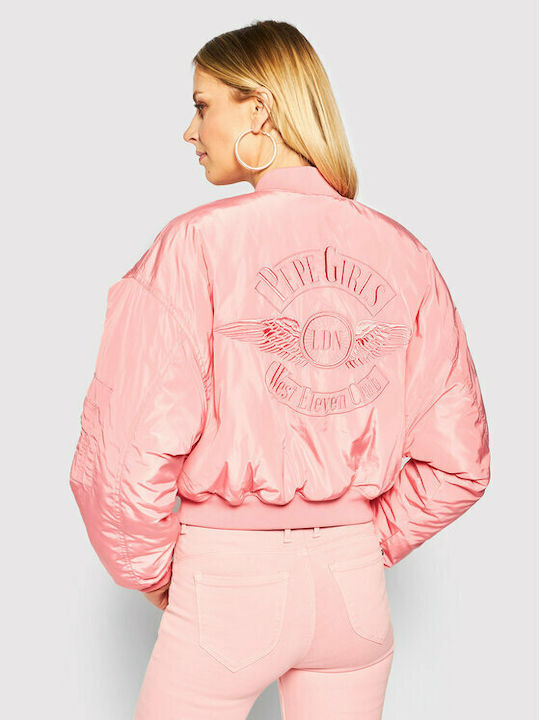 Pepe Jeans Irina Women's Short Bomber Jacket for Spring or Autumn Chewing Gum