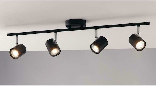 Fan Europe Zero Spot with 4 Lights and with Socket GU10 in Black Color