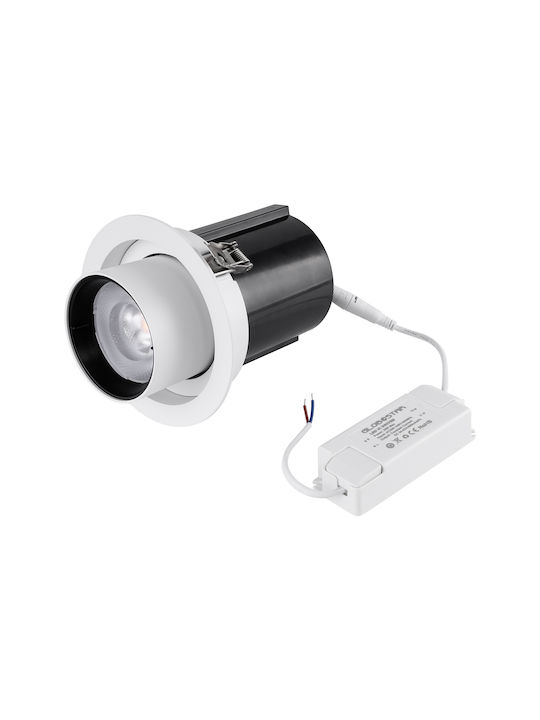 GloboStar Virgo-B Единично LED Топло бяло Спот в Бял Цвят