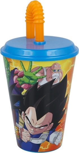 Stor Dragon Ball Glas Wasser aus Plastik mit Strohhalm 430ml