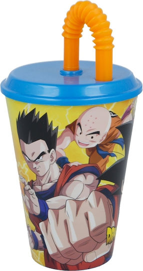 Stor Dragon Ball Glas Wasser aus Plastik mit Strohhalm 430ml