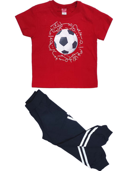 Set pentru copii cu pantaloni Vară 2buc Roșu Football