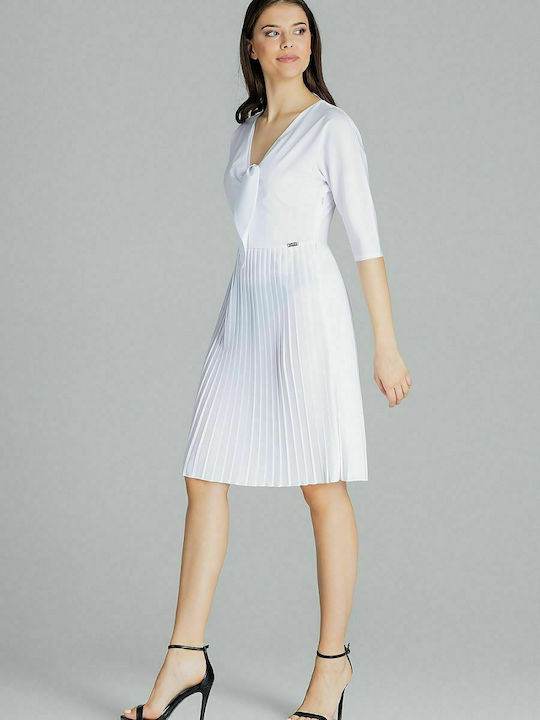 Lenitif Midi Dress 3/4 Sleeve White