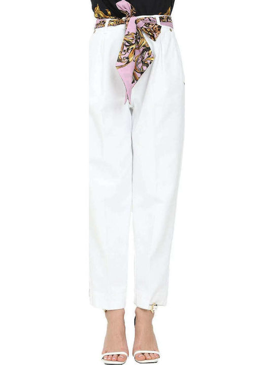 Women's High-waisted Fabric Trousers White