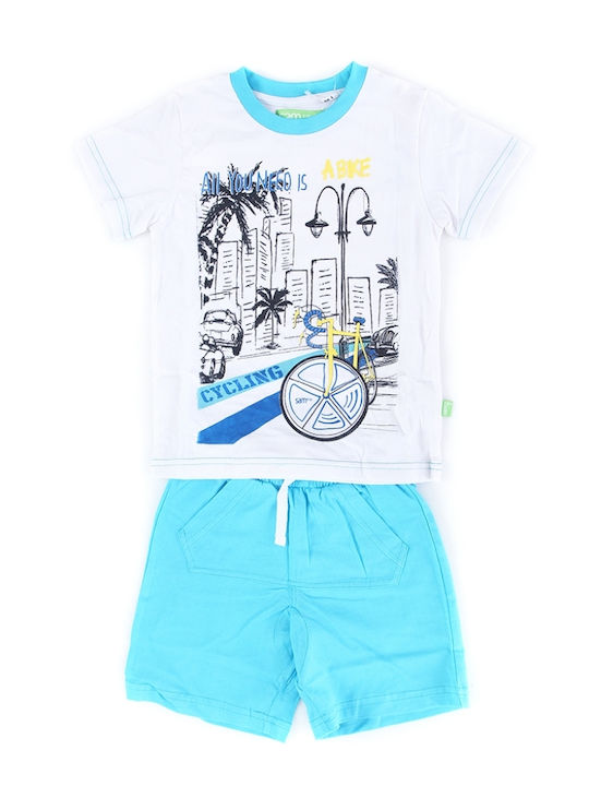 Sam 0 13 Kinder Set mit Shorts Sommer 2Stück Weiß Σετ Βερμούδα με Μπλουζάκι 'All You Need Is Love' 121.092