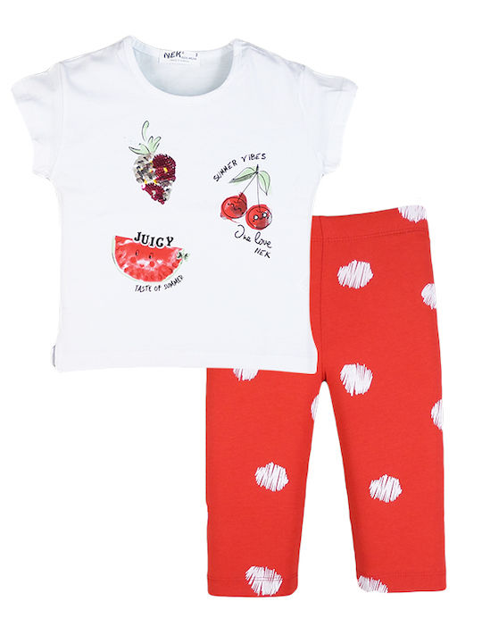 Nek Kids Wear Kids Set with Leggings Summer 2pcs White