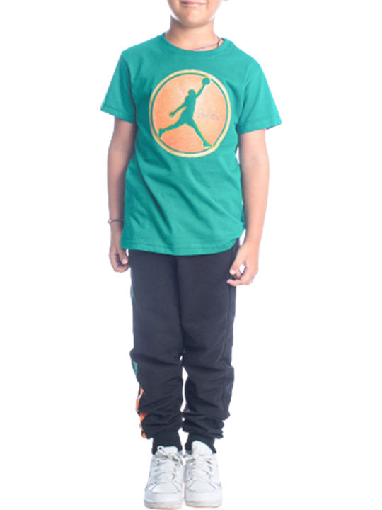 Kids Sweatpants Set Green 2pcs Slum Dunk