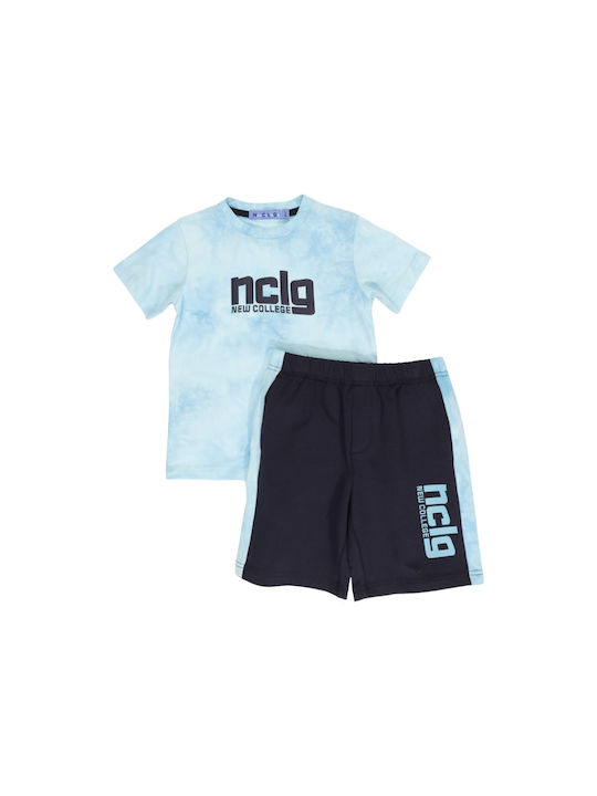 New College Kids Set with Shorts Summer 2pcs Light Blue