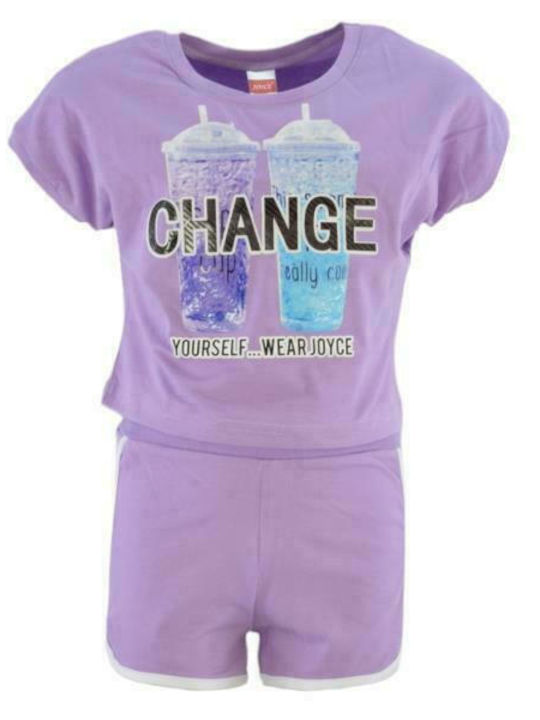 Kids' Set with Shorts Summer 2pcs Purple Change