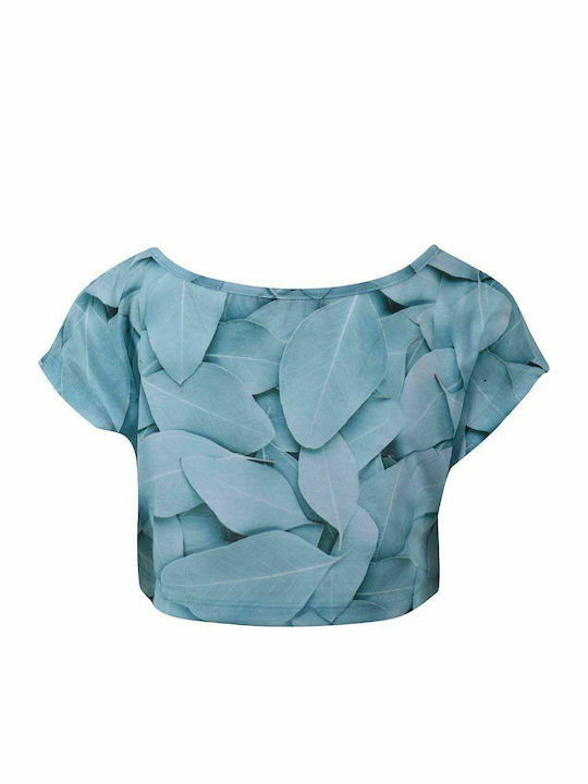 Kids' Crop Top Short Sleeve Turquoise