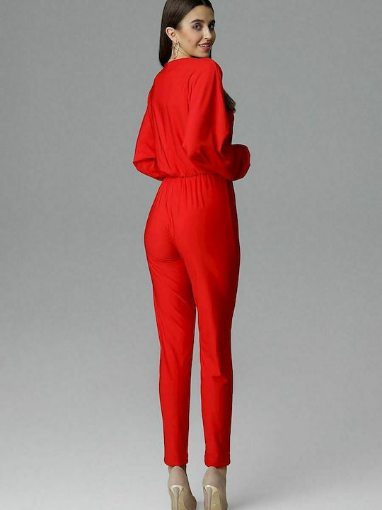 Figl Women's Long-sleeved One-piece Suit Red