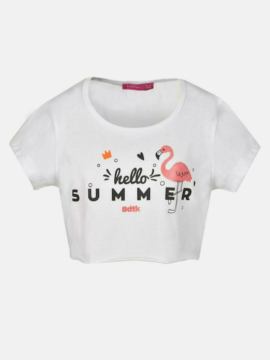 BodyTalk Kinder-Crop-Top Kurzarm Weiß