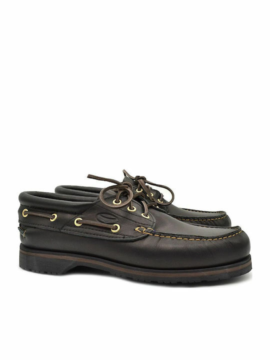 Memphis C55 Δερμάτινα Ανδρικά Boat Shoes σε Μαύρο Χρώμα