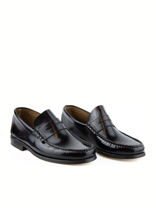 0130 Men's Leather Loafers Black