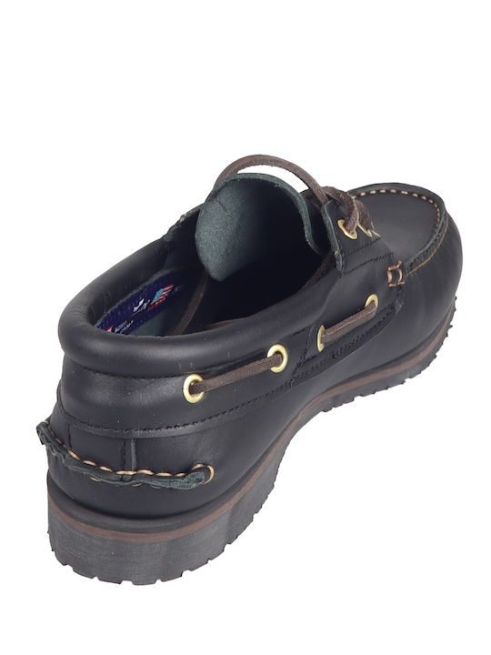 Memphis C55 Δερμάτινα Ανδρικά Boat Shoes σε Μαύρο Χρώμα