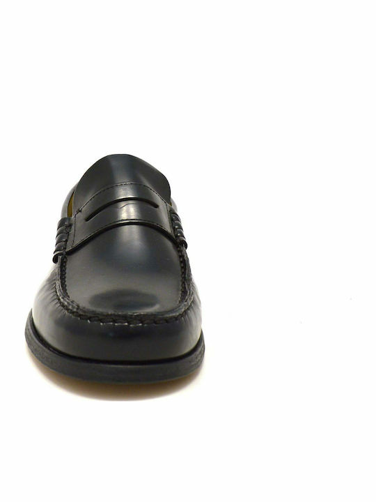 0130 Men's Leather Loafers Black