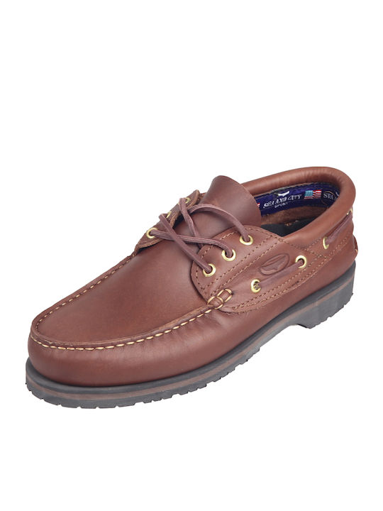 Memphis C55 Men's Leather Boat Shoes Brandy